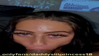 Lively amateur teen with braids offers deepthroat blowjob