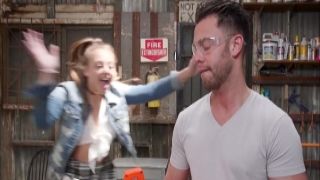 Rude man fucks sweet looking hottie Maddy Oreilly and cums on her face