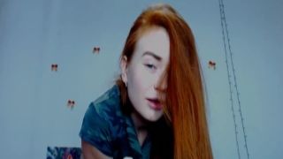 Stringent redhead in shirt bows down and draws a dick right in the workplace