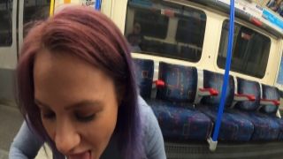 risky blowjob in blondegummybear onlyfans train. caught by stranger cum on face